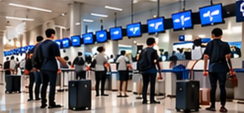 空港のチェックインカウンター