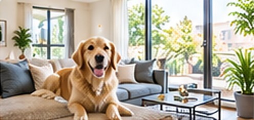 リビングでくつろぐ犬